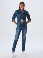 LTB Dżinsy "Freya" - Slim fit - w kolorze granatowym rozmiar: W30. Niebieskie jeansy LTB, z aplikacjami, klasyczne, z podwyższonym stanem. Za 114.17 zł.