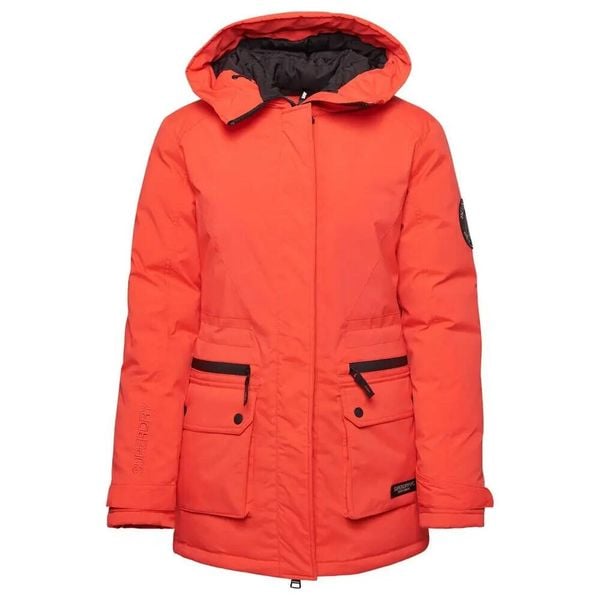 Pikowana parka dla kobiet Superdry City. Czerwone kurtki przeciwdeszczowe Superdry, l, z aplikacjami, z elastanu, bez kaptura. Za 847.80 zł.