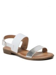 Clara Barson Sandały WS6112-01 Biały. Białe sandały Clara Barson, bez wzorów, ze skóry, bez obcasa, na płaskiej podeszwie, bez zapięcia. Za 79.99 zł.