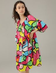 Wzorzysta sukienka. Sukienki Unisono, l, bez wzorów, z wiskozy, bez kołnierzyka, bez ramiączek, mini. Za 169.00 zł.
