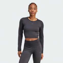 Koszulka Knit Long Sleeve. Czarne t-shirty sportowe adidas, m, bez wzorów, z dzianiny, bez ramiączek, na fitness i siłownię. Za 167.05 zł.