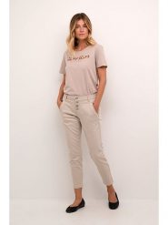 Cream Spodnie "Paula" w kolorze beżowym rozmiar: W28. Brązowe spodnie materiałowe Cream, z aplikacjami, z materiału, z podwyższonym stanem. Za 123.53 zł.