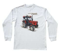 Zetor 7211 — bluzka z długim rękawem (Rozmiar: L (dorosła); Kolor koszulki: biały; Rodzaj nadruku: Zetor 7211). Białe bluzki nikiniki, l, bez wzorów, z bawełny, biznesowe, bez kołnierzyka, bez ramiączek. Za 89.00 zł.