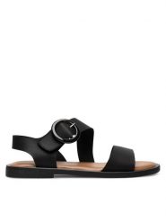 JENNY Sandały WS6283-05 Czarny. Czarne sandały Jenny, bez wzorów, z syntetyku, bez obcasa, na płaskiej podeszwie, bez zapięcia. Za 79.99 zł.