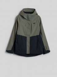 4F Kurtka trekkingowa membrana 10000 damska - khaki M. Brązowe kurtki 4f, m, bez wzorów, bez kaptura. Za 399.99 zł.
