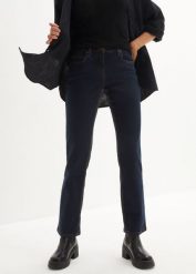 Dżinsy ze stretchem straight, mid waist. Białe jeansy bonprix, bez wzorów, z jeansu. Za 109.99 zł.