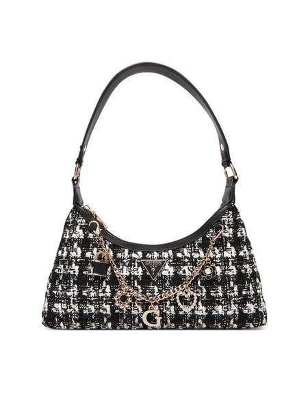 Guess Torebka Everlee HWTB86 79180 Czarny. Czarne torebki klasyczne Guess, z aplikacjami, z materiału, bez dodatków. Za 359.99 zł.