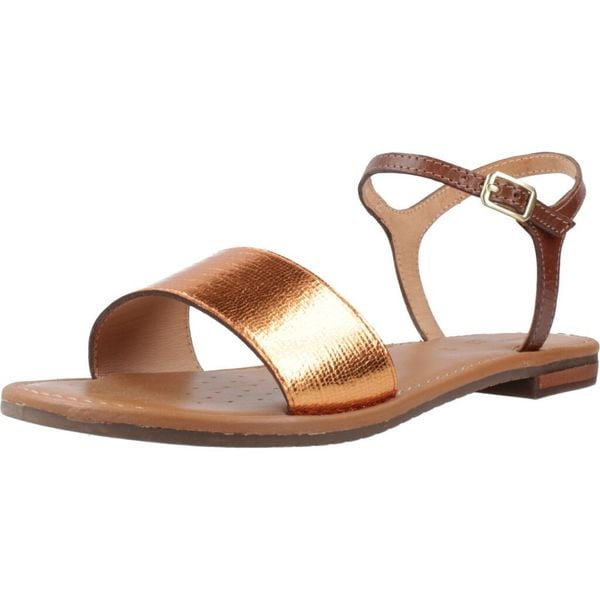 Sandały GEOX D SOZY S Pomarańczowy. Brązowe sandały Geox, bez wzorów, ze skóry, bez obcasa, bez zapięcia. Za 297.99 zł.