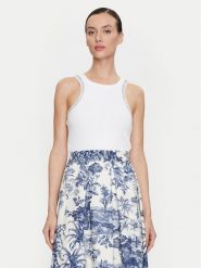 ViCOLO Top RB0244 Biały Regular Fit. Białe topy ViCOLO, bez wzorów, z bawełny, bez kołnierzyka, bez ramiączek. Za 119.99 zł.