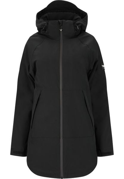 Parka dla kobiet Weather Report Brittan Pro 15000. Czarne płaszcze Weather Report, bez wzorów, z materiału, eleganckie, bez kaptura. Za 467.50 zł.