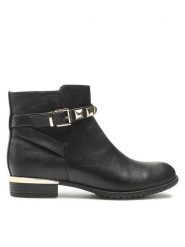 Jenny Fairy Botki W16AW462-21 Czarny. Czarne botki Jenny Fairy, bez wzorów, ze skóry, bez obcasa, na płaskiej podeszwie, bez zapięcia. Za 149.99 zł.