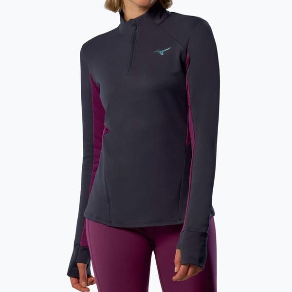 Bluza do biegania damska Mizuno Active Warm Half Zip. Niebieskie bluzy Mizuno, s, bez wzorów, z elastanu, bez kaptura, do biegania. Za 179.99 zł.