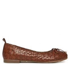 Baleriny Marco Tozzi. Brązowe baleriny Marco Tozzi, bez wzorów, bez obcasa, bez zapięcia. Za 169.99 zł.