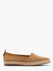 Rude espadryle damskie DINA. Brązowe espadryle Ryłko, bez wzorów, ze skóry, z okrągłym noskiem, bez obcasa, na płaskiej podeszwie. Za 379.99 zł.