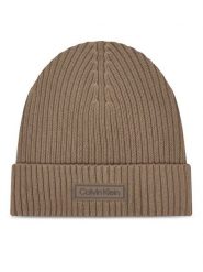 Calvin Klein Czapka Patch Chunky LV04D8053G Beżowy. Brązowe czapki zimowe Calvin Klein, bez wzorów, z bawełny. Za 169.99 zł.