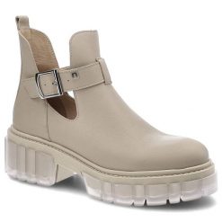 Beżowe Botki Nessi Modne Skórzane Buty Damskie. Brązowe botki Nessi, bez wzorów, ze skóry, bez obcasa, na obcasie, bez zapięcia. Za 419.00 zł.