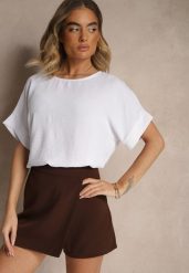 Biała Bluzka w Stylu Nietoperza Fadeasia. Białe bluzki Renee, l, bez wzorów, bez kołnierzyka, bez ramiączek. W wyprzedaży za 39.99 zł.