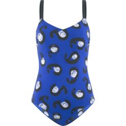 Kostium kąpielowy wyszczuplający bonprix niebiesko-czarny. Bielizna modelująca marki bonprix. Za 79.99 zł.