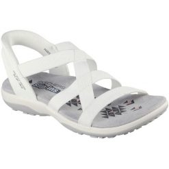 Sandały damskie Skechers Reggae Slim Stretch Flex. Białe sandały Skechers, bez wzorów, z materiału, bez obcasa, bez zapięcia. Za 490.00 zł.