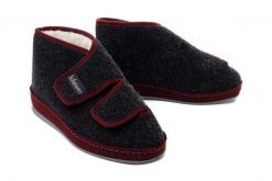 SCHAWOS 370016-9 anthrazit/bordeaux, kapcie damskie. Szare kapcie Schawos, bez wzorów, z wełny. Za 254.90 zł.