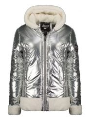 Geographical Norway Kurtka zimowa "Babylouno" w kolorze srebrnym rozmiar: XL. Szare kurtki Geographical Norway, na zimę, xl, z aplikacjami, z puchu, bez kaptura. Za 237.73 zł.