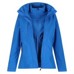 Damska Kurtka 3 W 1 Kingsley. Niebieskie kurtki przejściowe sportowe Regatta, na zimę, s, bez wzorów, z materiału, z kapturem, trekkingowe. Za 468.99 zł.