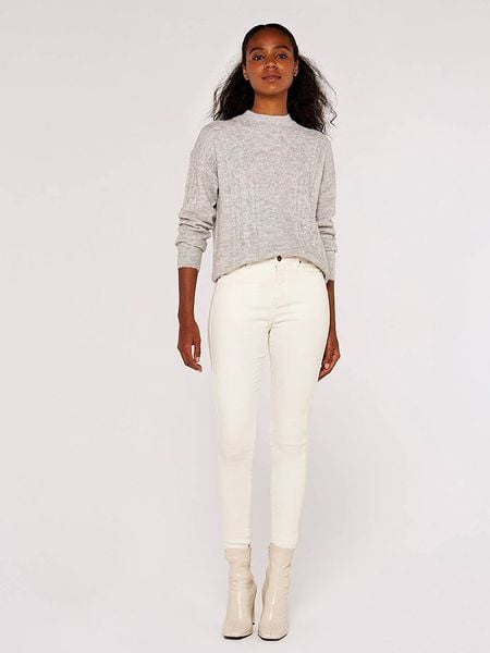 Apricot Sweter w kolorze jasnoszarym rozmiar: S. Szare swetry Apricot, s, bez wzorów, ze splotem, bez ramiączek. Za 100.75 zł.