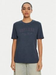 Tommy Jeans T-Shirt Varsity DW0DW19444 Granatowy Regular Fit. Niebieskie t-shirty Tommy Jeans, s, bez wzorów, z bawełny, bez kołnierzyka, bez ramiączek. Za 119.99 zł.