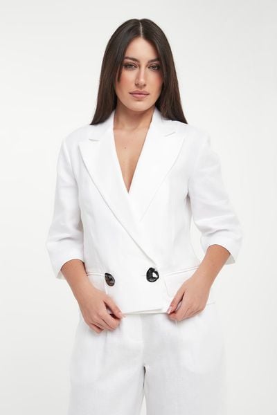 Żakiet lniany ARMANI EXCHANGE. Marynarki i żakiety Armani Exchange, xs, bez wzorów, ze lnu, bez ramiączek. W wyprzedaży za 935.20 zł.