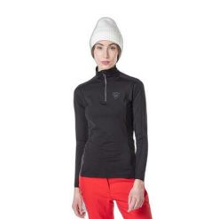 Koszulka termoaktywna Rossignol W Classique 1/2 Zip. Czarne bielizna termoaktywna damska Rossignol, bez wzorów, bez ramiączek, narciarskie. Za 289.99 zł.