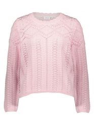 Vila Sweter w kolorze jasnoróżowym rozmiar: S. Różowe swetry Vila, s, bez wzorów, ze splotem, bez ramiączek. Za 79.03 zł.