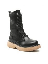 JENNY Botki WS5891-02 Czarny. Czarne botki Jenny, bez wzorów, ze skóry, bez obcasa, na płaskiej podeszwie, bez zapięcia. Za 139.99 zł.