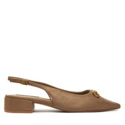 Sandały Nine West. Brązowe sandały Nine West, bez wzorów, bez obcasa, na płaskiej podeszwie, bez zapięcia. Za 199.99 zł.