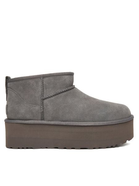 Ugg Śniegowce W Classic Ultra Mini Platform 1135092 Szary. Szare śniegowce UGG, bez wzorów, ze skóry, bez zapięcia. Za 759.99 zł.