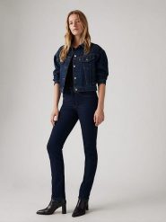 Levi's Dżinsy "724" - Slim fit - w kolorze granatowym rozmiar: W27/L28. Niebieskie jeansy Levi's, l, z aplikacjami, ze skóry, klasyczne, z podwyższonym stanem. Za 220.27 zł.