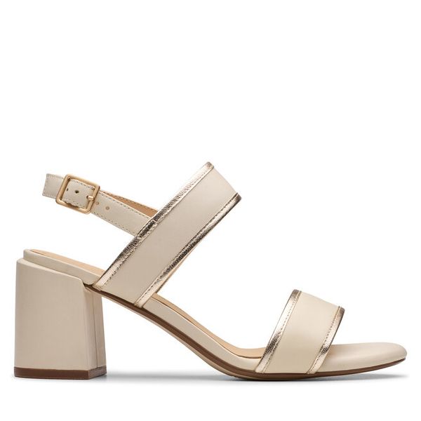 Sandały Clarks. Brązowe sandały Clarks, bez wzorów, bez obcasa, na słupku, bez zapięcia. Za 339.99 zł.