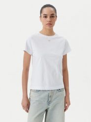 PINKO T-Shirt Bussolotto 100373 A2OG Biały Regular Fit. Białe t-shirty Pinko, l, bez wzorów, z bawełny, bez kołnierzyka, bez ramiączek. Za 299.99 zł.