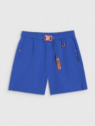 4F Spodenki casual damskie - niebieskie XL. Niebieskie szorty 4f, bez wzorów, z dresówki, casualowe. W wyprzedaży za 99.99 zł.