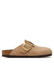 Birkenstock Klapki Boston Big Buckle Lenb 1028052 Beżowy. Brązowe klapki Birkenstock, bez wzorów, z nubiku, bez obcasa, bez zapięcia. Za 769.99 zł.