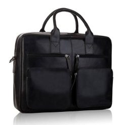 Torba skórzana BETLEWSKI TBS-314 CZARNY. Czarne torby na laptopa bez wzorów, ze skóry. Za 559.99 zł.
