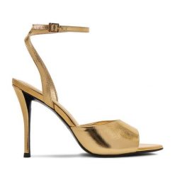 Sandały Eva Minge. Żółte sandały Eva Minge, bez wzorów, bez obcasa, na szpilce, bez zapięcia. Za 429.99 zł.