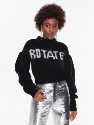ROTATE Sweter Knit Puff-Sleeve RT2286 Czarny Regular Fit. Czarne swetry ROTATE, bez wzorów, z wełny, bez ramiączek. Za 1,379.00 zł.