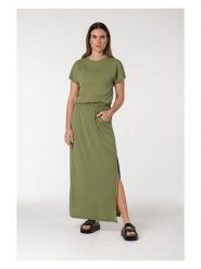 Super.natural Sukienka "Feel Good" w kolorze khaki rozmiar: L. Brązowe sukienki super.natural, l, bez wzorów, z wełny, bez kołnierzyka, bez ramiączek, maxi. Za 173.99 zł.