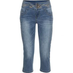 Bermudy dżinsowe ze złotym haftem bonprix niebieski bleached. Niebieskie jeansy bonprix, bez wzorów, z jeansu. Za 79.99 zł.