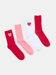 Prążkowane skarpetki z haftem 4 pack - wielobarwny. Skarpetki Sinsay, bez wzorów, prążkowane. Za 17.99 zł.