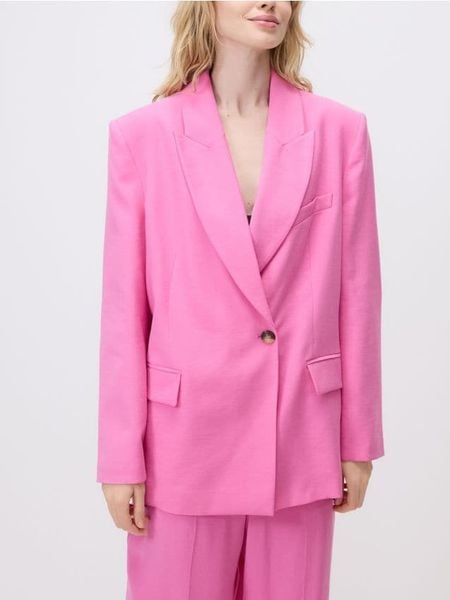 Marynarka oversize z modalem - różowy. Czerwone marynarki i żakiety Reserved, l, bez wzorów, z tkaniny, bez ramiączek. Za 259.99 zł.
