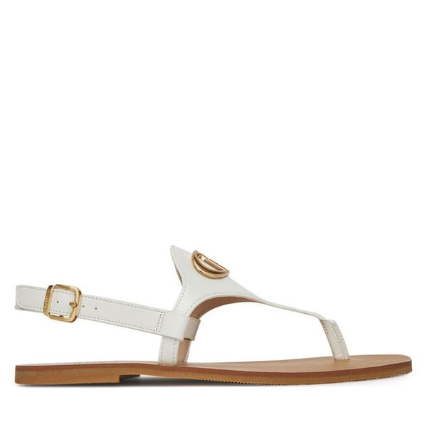 Sandały Liu Jo. Białe sandały Liu Jo, bez wzorów, bez obcasa, na płaskiej podeszwie, bez zapięcia. Za 449.99 zł.