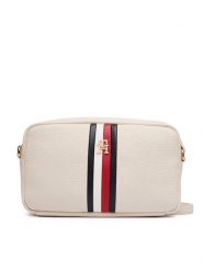 Tommy Hilfiger Torebka Th Corp Ess Camera Bag AW0AW19333 Kremowy. Białe listonoszki Tommy Hilfiger, bez wzorów, ze skóry, bez dodatków. Za 449.99 zł.