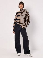 Apricot Sweter w kolorze jasnobrązowo-czarnym rozmiar: L. Brązowe swetry Apricot, l, bez wzorów, bez ramiączek. Za 145.26 zł.
