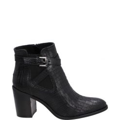 BOTKI NA OBCASIE 54 COCCO NERO. Botki Venezia, bez wzorów, ze skóry, bez obcasa, na obcasie, bez zapięcia. Za 259.00 zł.